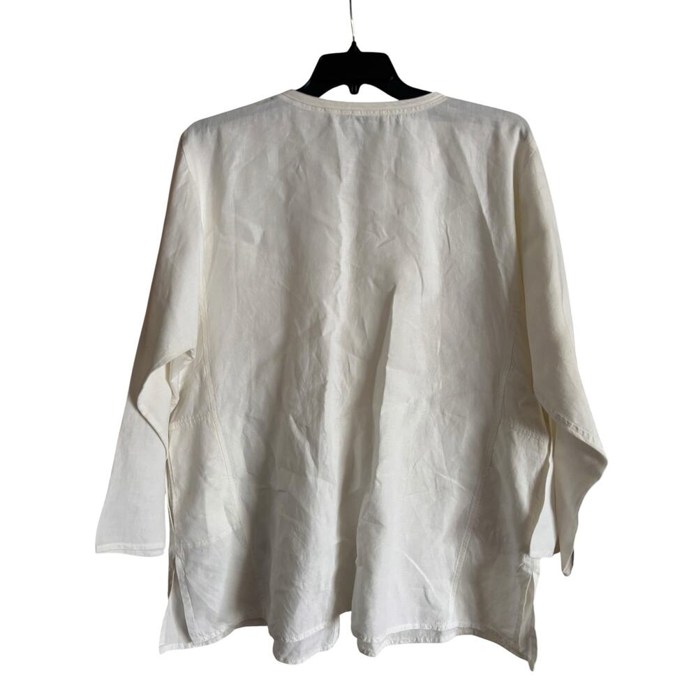 Eileen Fisher Women’s 100% Organic Linen White Button Up Shirt 1X Long Sleeve - Picture 4 of 6